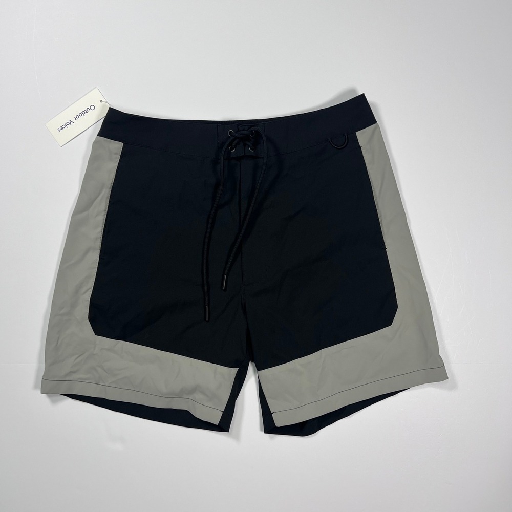 Outdoor Voices SolarCool 6" Beach‎ Boardshorts Small Black Grey Athletic NWT
